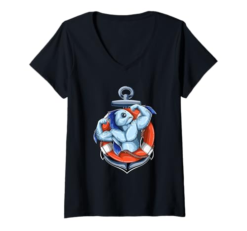 Damen Lustiges Fischen T-Shirt mit V-Ausschnitt Damen Lustiges Fischen T-Shirt mit V-Ausschnitt von Lustiges Männer-Angelhemd