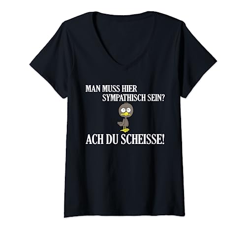 Damen Lustiges - Man muss hier sympathisch sein? T-Shirt mit V-Ausschnitt Damen Lustiges - Man muss hier sympathisch sein? T-Shirt mit V-Ausschnitt von Lustiges - Man muss hier sympathisch sein?