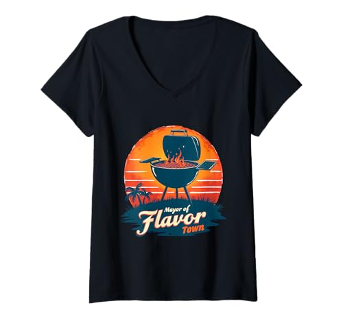 Damen Entwurf für den Bürgermeister von Flavour Town T-Shirt mit V-Ausschnitt Damen Entwurf für den Bürgermeister von Flavour Town T-Shirt mit V-Ausschnitt von Lustiges Meme-Design |