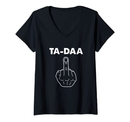 Damen TA-DAA Mittelfinger Stinkefinger Ich hasse Menschen T-Shirt mit V-Ausschnitt Damen TA-DAA Mittelfinger Stinkefinger Ich hasse Menschen T-Shirt mit V-Ausschnitt von Lustiges Mittelfinger Grafik Geschenkideen