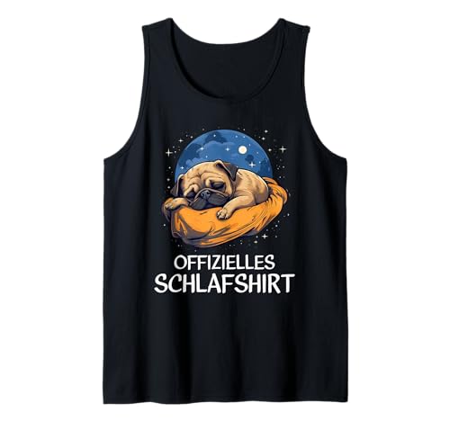 Offizielles Schlafshirt Mops Nachthemd Pyjama Frauen Männer Tank Top von Lustiges Mops Shirt für Sie und Ihn