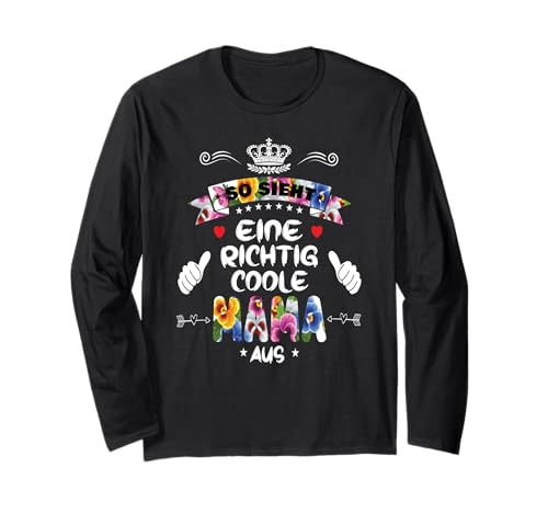 Beste Mama So sieht eine richtig coole Mama aus Muttertags Langarmshirt von Lustiges Muttertagsgeschenk für Mama Mutter Damen