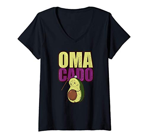 Damen Omacado Oma Avocado T-Shirt mit V-Ausschnitt Damen Omacado Oma Avocado T-Shirt mit V-Ausschnitt von Lustiges Oma Sprüche Geschenke