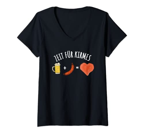 Damen Zeit für Kirmes Kirmescrew Freunde Kirmes T-Shirt mit V-Ausschnitt von Lustiges Outfit für die nächste Kirmes