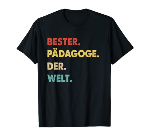 Herren Retro Spruch Bester Pädagoge Der Welt T-Shirt von Lustiges Pädagoge Geschenk Für Männer