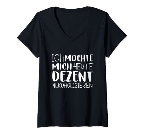 Damen Ich möchte mich heute dezent alkoholisieren Saufen Party T-Shirt mit V-Ausschnitt Damen Ich möchte mich heute dezent alkoholisieren Saufen Party T-Shirt mit V-Ausschnitt von Lustiges Party Kostüm Outfit