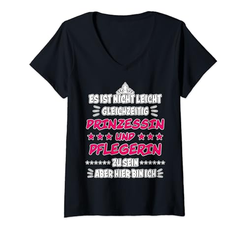 Damen Pflegerin Spruch Pflege Beruf Krankenpflegerin Pflegerin T-Shirt mit V-Ausschnitt von Lustiges Pflegerin Sprüche Krankenpflegerin Design