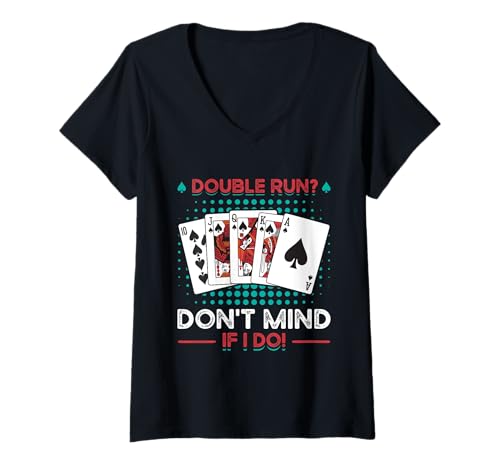 Damen Cooles Kartenspiel Design Für Männer Frauen Binokel Turnier T-Shirt mit V-Ausschnitt Damen Cooles Kartenspiel Design Für Männer Frauen Binokel Turnier T-Shirt mit V-Ausschnitt von Lustiges Pinochle Spiel Design
