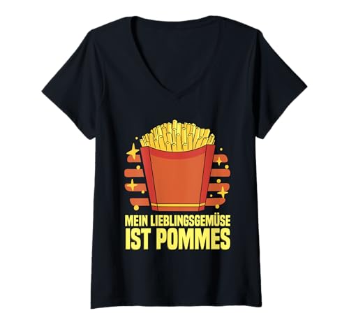 Damen Lustiges Pommes Liebhaber Mein Lieblingsgemüse Ist Pommes T-Shirt mit V-Ausschnitt Damen Lustiges Pommes Liebhaber Mein Lieblingsgemüse Ist Pommes T-Shirt mit V-Ausschnitt von Lustiges Pommes Geschenk