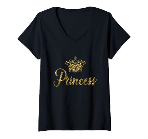 Damen Prinzessin Krone Prinzessinnen für Frauen T-Shirt mit V-Ausschnitt Damen Prinzessin Krone Prinzessinnen für Frauen T-Shirt mit V-Ausschnitt von Lustiges Prinzessinnen Kostüm Geschenkidee