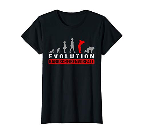 Damen Evolution Bandscheibenvorfall Hexenschuss Ischias Kreuzweh T-Shirt von Lustiges Rückenschmerzen & Kreuzschmerzen Design
