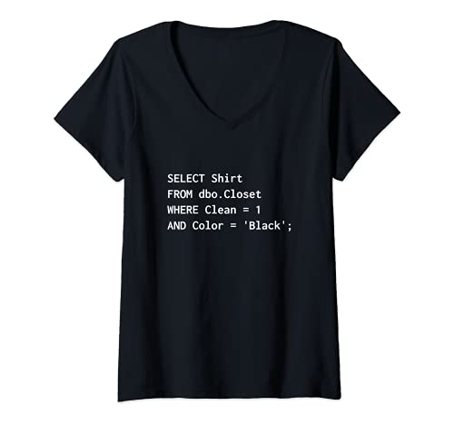 Damen Lustiges SQL Design für Programmierer Humor Programmierung T-Shirt mit V-Ausschnitt von Lustiges SQL für Programmierer