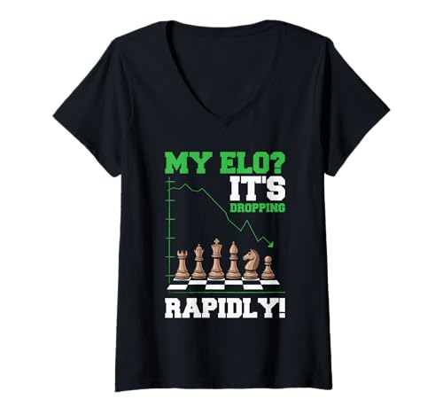 Damen Elo Dropping Rapidly - Schach Schachfiguren Brettspiele T-Shirt mit V-Ausschnitt Damen Elo Dropping Rapidly - Schach Schachfiguren Brettspiele T-Shirt mit V-Ausschnitt von Lustiges Schach Design Männer Frauen Jungs Mädchen