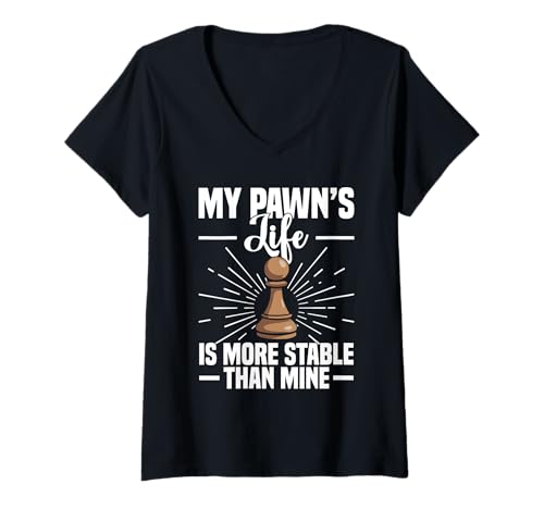 Damen Lustiges Schachspiel Bauer Charakter Design Schachfiguren T-Shirt mit V-Ausschnitt Damen Lustiges Schachspiel Bauer Charakter Design Schachfiguren T-Shirt mit V-Ausschnitt von Lustiges Schach Turnier Equipment Männer Frauen