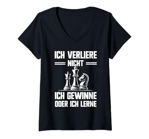 Damen Schach Turnier Lustiges Schachspieler Schachspielen T-Shirt mit V-Ausschnitt Damen Schach Turnier Lustiges Schachspieler Schachspielen T-Shirt mit V-Ausschnitt von Lustiges Schachbrett Equipment Männer Frauen
