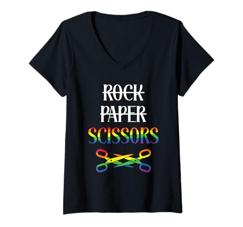 Damen Schere Stein Papier LGBTQ Pride Event LGBT Community T-Shirt mit V-Ausschnitt Damen Schere Stein Papier LGBTQ Pride Event LGBT Community T-Shirt mit V-Ausschnitt von Lustiges Schwul Lesbisch Homosexuell Kostüm