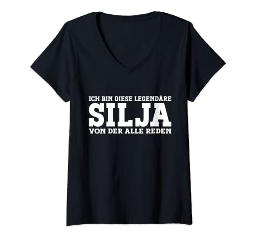 Damen Silja - Lustiges Vorname Frauen Namen Spruch Silja T-Shirt mit V-Ausschnitt Damen Silja - Lustiges Vorname Frauen Namen Spruch Silja T-Shirt mit V-Ausschnitt von Lustiges Silja Geschenk Damen Silja Spruch