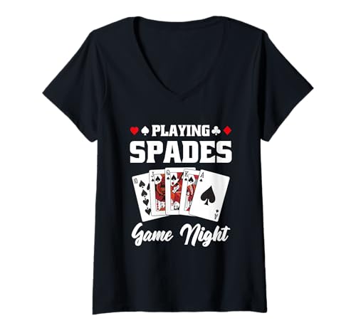 Damen Spades Kartenspiele - Bridge Gruppe - Spades Turnier Familie T-Shirt mit V-Ausschnitt Damen Spades Kartenspiele - Bridge Gruppe - Spades Turnier Familie T-Shirt mit V-Ausschnitt von Lustiges Spades Spieler Design