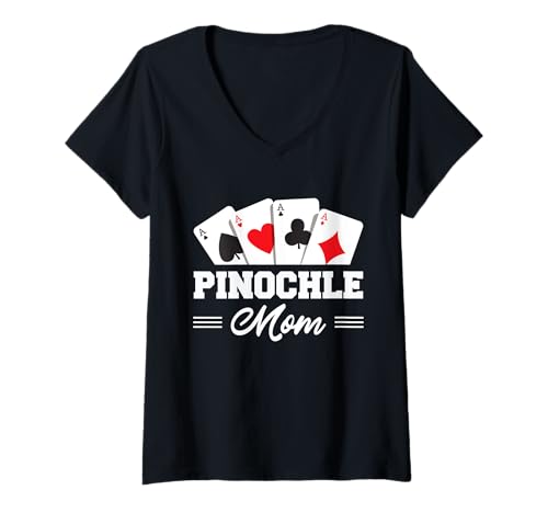Damen Pinochle Mutter Outfit Frauen Kartenspiel Benoggel T-Shirt mit V-Ausschnitt von Lustiges Spielkarten Binokel Design Für Mama