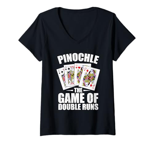 Damen Pinochle The Game of Double Runs Cooles Benoggl Und Binokel T-Shirt mit V-Ausschnitt Damen Pinochle The Game of Double Runs Cooles Benoggl Und Binokel T-Shirt mit V-Ausschnitt von Lustiges Spielkarten Binokel Design