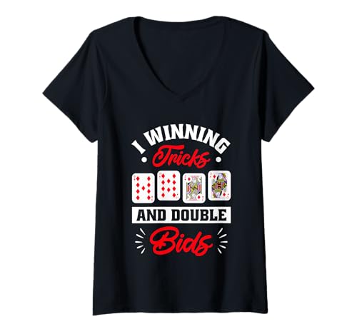Damen Trick Taking Kartenspiel Design Bridge Spielen Gruppen T-Shirt mit V-Ausschnitt Damen Trick Taking Kartenspiel Design Bridge Spielen Gruppen T-Shirt mit V-Ausschnitt von Lustiges Spielkarten Bridge Design Männer Frauen