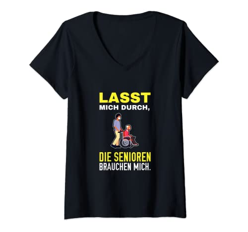 Damen Alten-Pfleger Sprüche-Design I Pflege Motiv T-Shirt mit V-Ausschnitt Damen Alten-Pfleger Sprüche-Design I Pflege Motiv T-Shirt mit V-Ausschnitt von Lustiges Spruch Altenpflege Fun-Shirt mit Aufdruck
