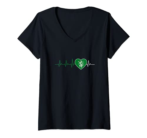 Damen Steiermark Wappen Steirisch Herzschlag Herz Steirer T-Shirt mit V-Ausschnitt von Lustiges Steirer Steiermark Wappen Geschenke