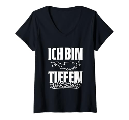 Damen Ich Bin Tiefenentspannt Gerätetauchen Scuba Diver Taucher T-Shirt mit V-Ausschnitt Damen Ich Bin Tiefenentspannt Gerätetauchen Scuba Diver Taucher T-Shirt mit V-Ausschnitt von Lustiges Taucher Merchandise für Männer & Frauen