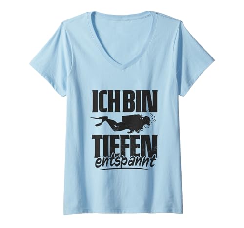 Damen Ich Bin Tiefenentspannt Gerätetauchen Scuba Diver Taucher T-Shirt mit V-Ausschnitt Damen Ich Bin Tiefenentspannt Gerätetauchen Scuba Diver Taucher T-Shirt mit V-Ausschnitt von Lustiges Taucher Merchandise für Männer & Frauen