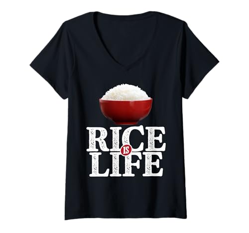 Damen Reis Ist Leben Witziger Spruch Für Reisfans T-Shirt mit V-Ausschnitt Damen Reis Ist Leben Witziger Spruch Für Reisfans T-Shirt mit V-Ausschnitt von Lustiges Thema Für Essensliebhaber