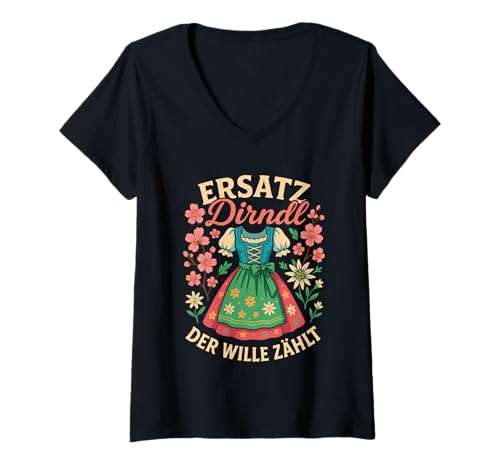 Damen Ersatz Dirndl Der Wille Zählt Lustiges Trachten Damen T-Shirt mit V-Ausschnitt Damen Ersatz Dirndl Der Wille Zählt Lustiges Trachten Damen T-Shirt mit V-Ausschnitt von Lustiges Trachten und Ersatz Dirndl Tee