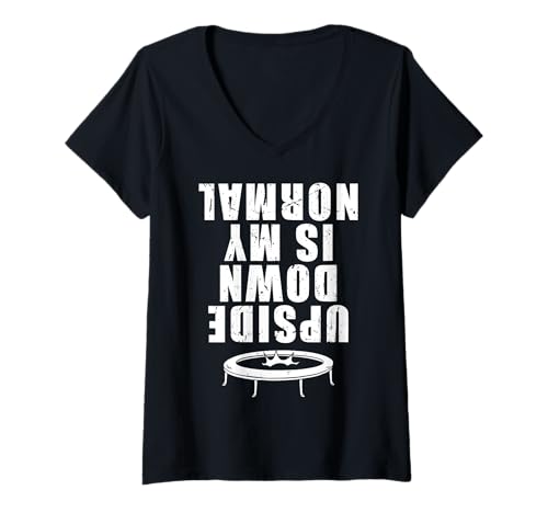 Damen Upside Down is My Normal Trampoline T-Shirt mit V-Ausschnitt von Lustiges Trampolin Crew Design Idee