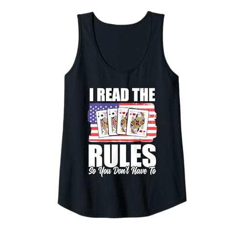 Damen Binokel Pinochle USA Flagge Apparel Lieblings Kartenspiel Tank Top von Lustiges USA Binokel Spiele Design