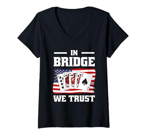 Damen In Bridge We Trust Apparel - Lieblings Würfelspiel T-Shirt mit V-Ausschnitt Damen In Bridge We Trust Apparel - Lieblings Würfelspiel T-Shirt mit V-Ausschnitt von Lustiges USA Bridge Spiele Design