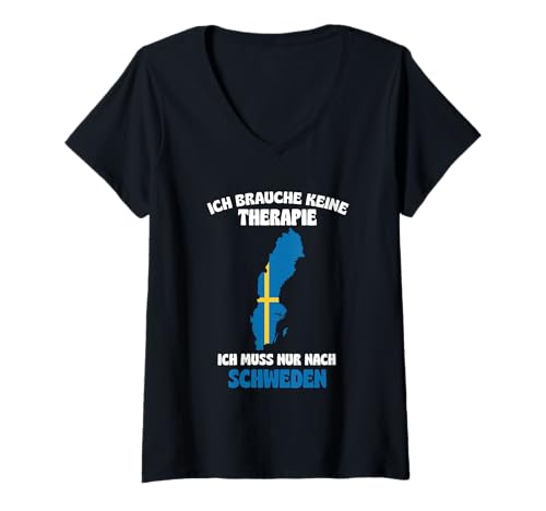 Damen Ich Brauche Keine Therapie - Ich muss nur nach Schweden T-Shirt mit V-Ausschnitt Damen Ich Brauche Keine Therapie - Ich muss nur nach Schweden T-Shirt mit V-Ausschnitt von Lustiges Urlaub Design Schweden Geschenk Ferien
