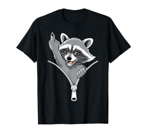 Waschbär Mittelfinger Lustiges Raccoon T-Shirt Damen Herren T-Shirt von Lustiges Waschbär Mittelfinger Designs
