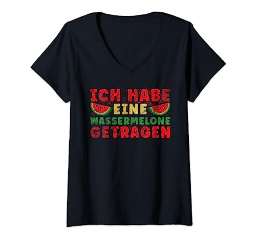 Damen Lustiges Wassermelonen Design Wassermelone T-Shirt mit V-Ausschnitt von Lustiges Wassermelonen Design Wassermelone