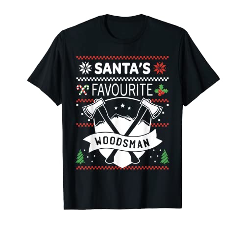 Herren Santas Favourite Woodsman Holzfäller Waldarbeit X-Mas T-Shirt von Lustiges Weihnachten Wald Holzfäller X-Mas