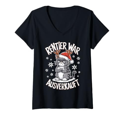 Damen Lustiges Weihnachten T-Shirt Katze Rentier war ausverkauft T-Shirt mit V-Ausschnitt Damen Lustiges Weihnachten T-Shirt Katze Rentier war ausverkauft T-Shirt mit V-Ausschnitt von Lustiges Weihnachts T Shirt Weihnachtsshirt Lustig