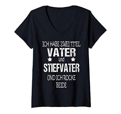 Damen Vater Stiefvater Familien Weihnachtsgeschenk Vatertags Shirt T-Shirt mit V-Ausschnitt von Lustiges Weihnachtsgeschenk Adventskalender Ideen