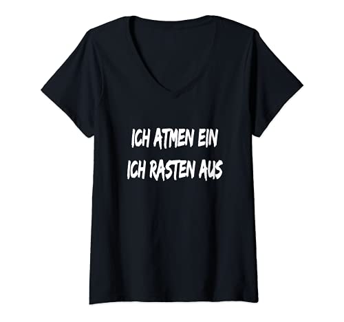Damen Ich Atmen Ein Ich Rasten Aus Lustig Yoga Meditation Geschenk T-Shirt mit V-Ausschnitt Damen Ich Atmen Ein Ich Rasten Aus Lustig Yoga Meditation Geschenk T-Shirt mit V-Ausschnitt von Lustiges Yoga Meditation Geschenkidee