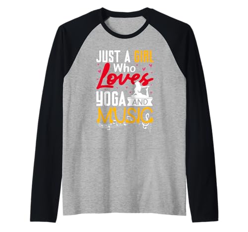 Yoga Outfit JUST A GIRL WHO LOVES YOGA AND MUSIC Yoga Raglan von Lustiges Yoga T-Shirt Yogi Musik Yoga Outfit