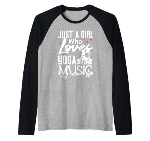 Yoga Outfit JUST A GIRL WHO LOVES YOGA AND MUSIC Yoga Raglan von Lustiges Yoga T-Shirt Yogi Musik Yoga Outfit