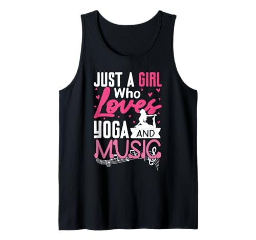 Yoga Outfit JUST A GIRL WHO LOVES YOGA AND MUSIC Yoga Tank Top von Lustiges Yoga T-Shirt Yogi Musik Yoga Outfit