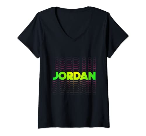 Damen Jordan Geschenkidee für Jungen Männer erster Vorname Jordan T-Shirt mit V-Ausschnitt Damen Jordan Geschenkidee für Jungen Männer erster Vorname Jordan T-Shirt mit V-Ausschnitt von Lustiges personalisiertes Vorname-T-Shirt und mehr