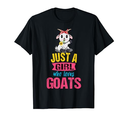Frauen sind einfach ein Mädchen, das Ziegen und Nutztiere T-Shirt von Lustiges süßes Ziegen-Bandana für Ziegenliebhaber