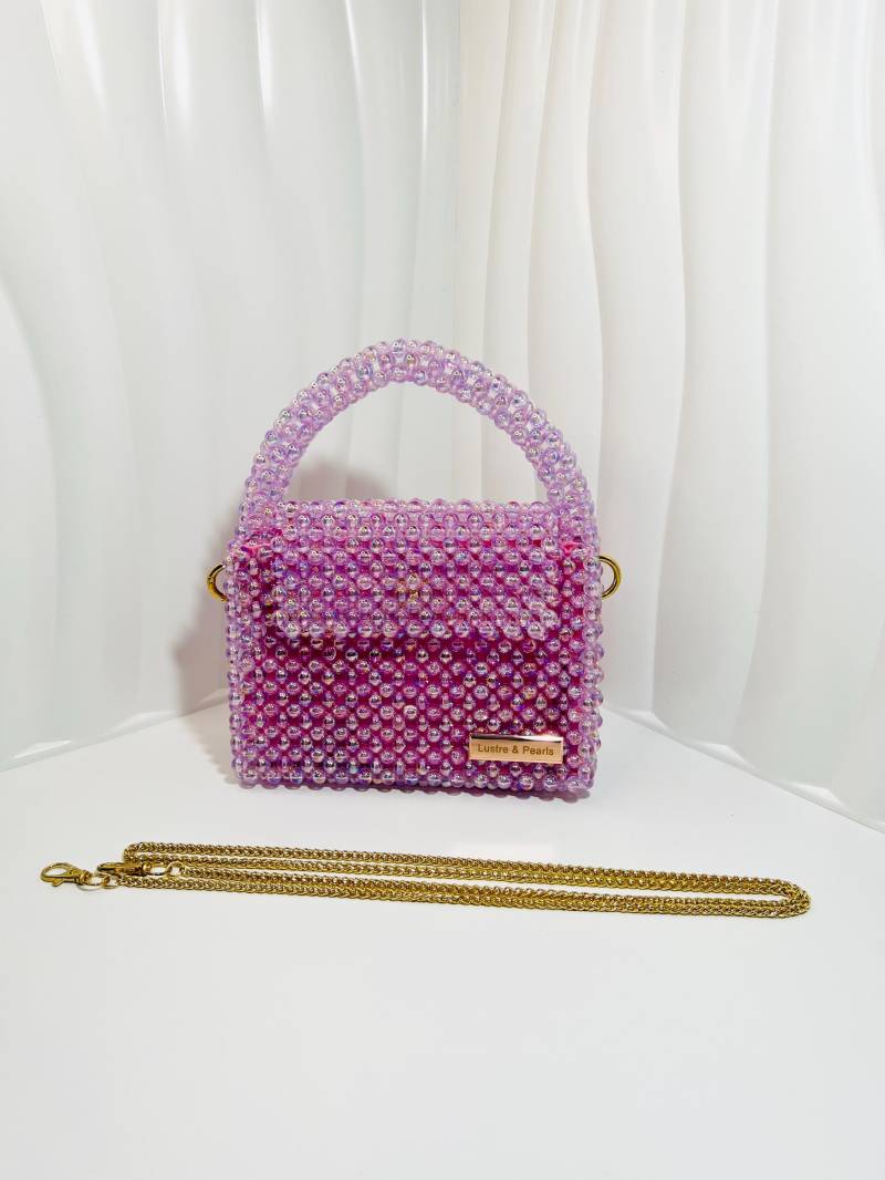 Lila Perlen Handtasche - Handgemachte Acryl Perle Tasche Elegante Statement Geldbörse Einzigartiges Geschenk Für Sie von LustrePearlsGK