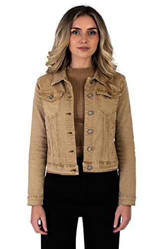 Lusty Chic Damen Jeansjacke - Damen Jeans Jacke - Stilvoll Jacke für Mädchen (L, Beige) von Lusty Chic