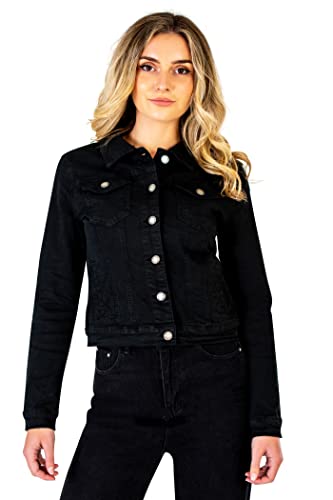 Lusty Chic Damen Jeansjacke - Damen Jeans Jacke - Stilvoll Jacke für Mädchen (L, Schwarz) von Lusty Chic