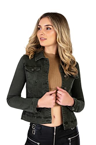 Lusty Chic Damen Jeansjacke - Damen Jeans Jacke - Stilvoll Jacke für Mädchen (XS, Khaki) von Lusty Chic